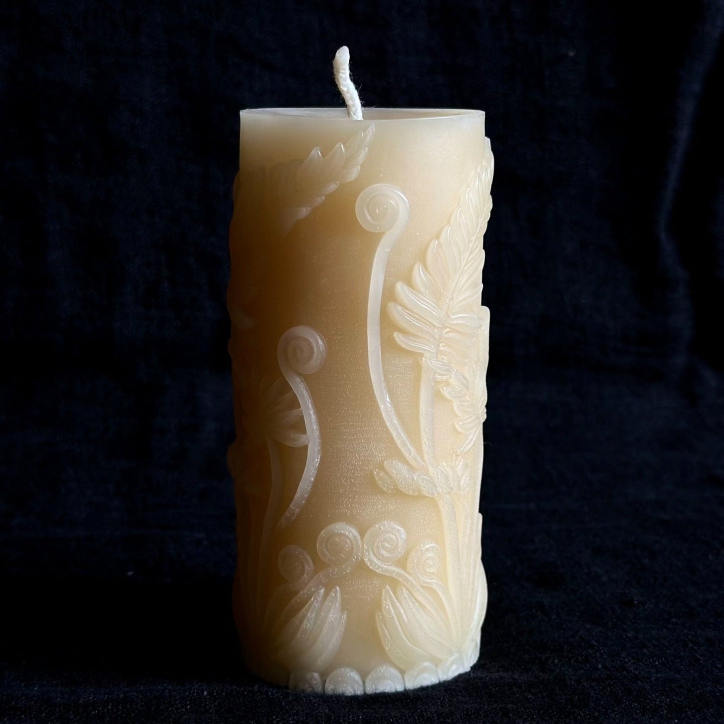 Pure Beeswax Floral Cylinder Candle